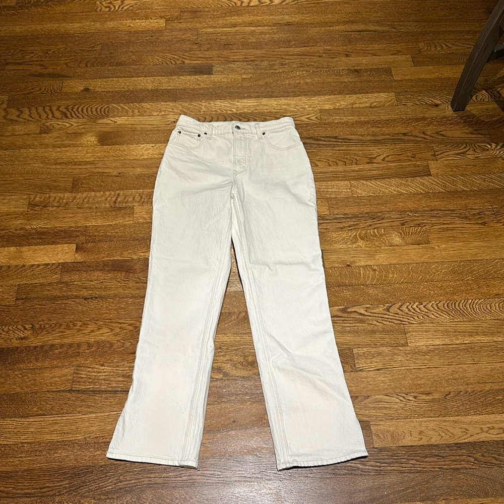 A&F oatmeal jeans.